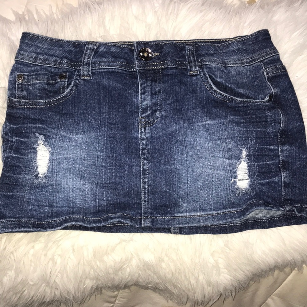 papaya jean skirt